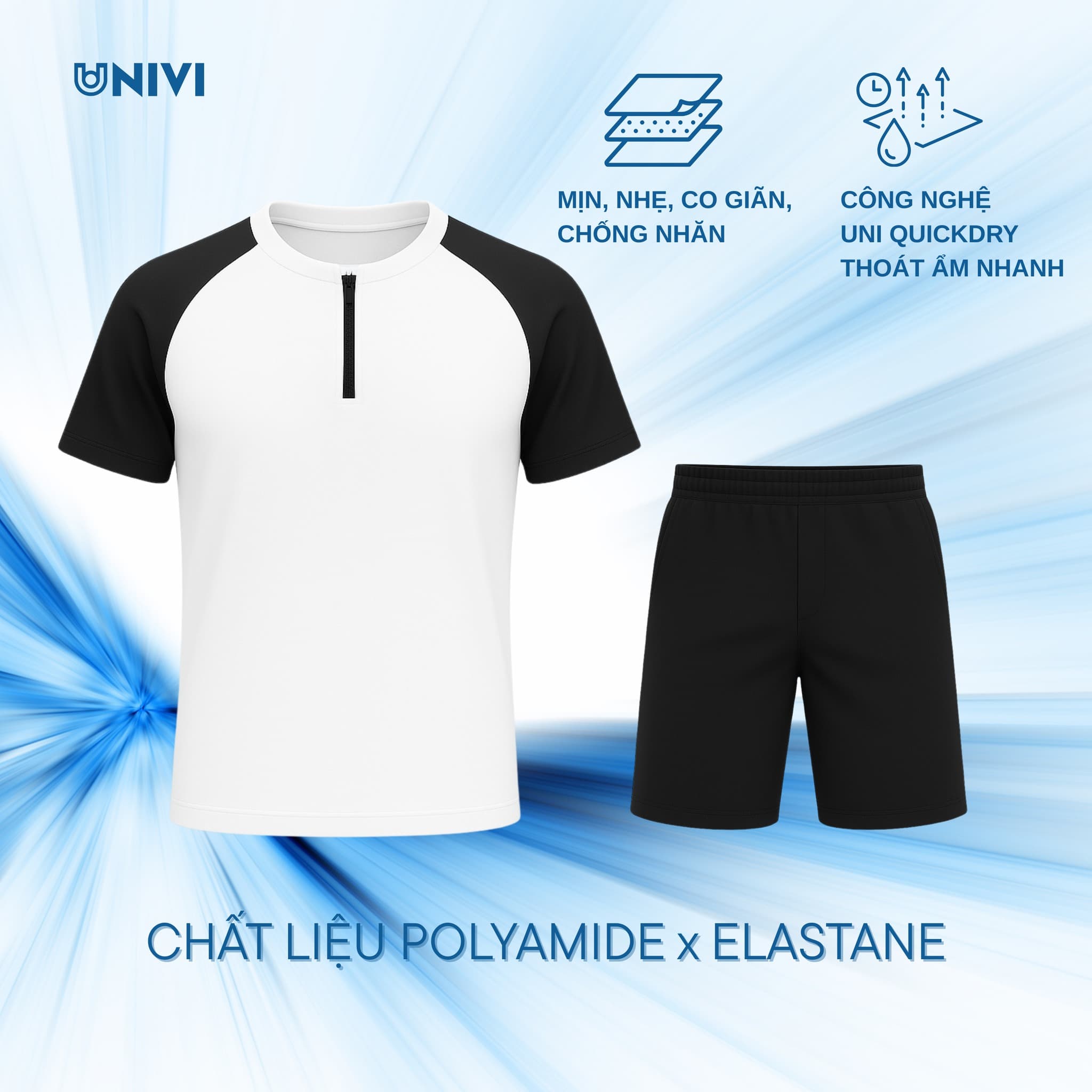 Công nghệ Uni Dry độc quyền trên vải đồng phục Univi giúp thoát ẩm nhanh chóng