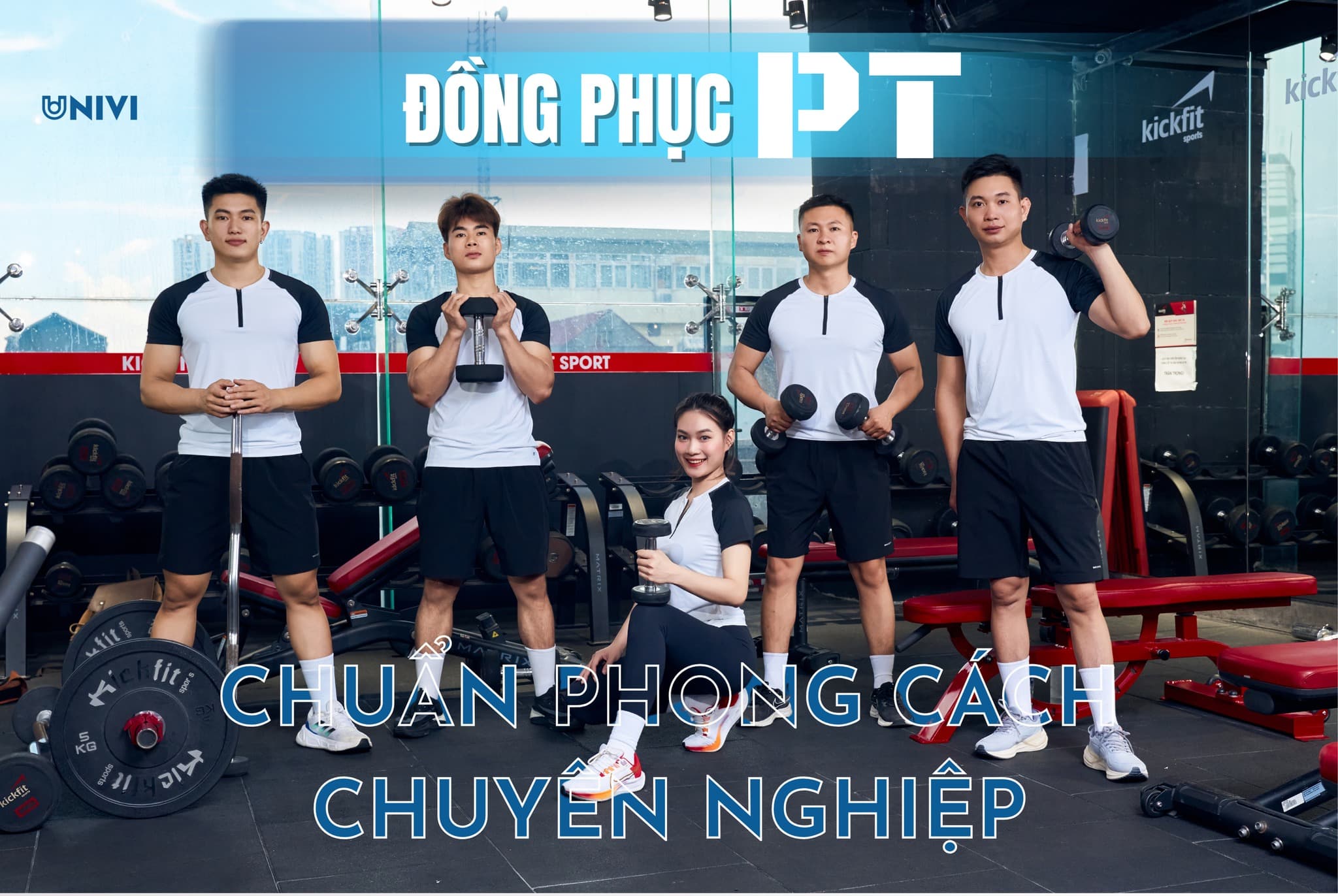 Đồng phục Gym Univi thiết kế lực nén nhẹ, hỗ trợ cơ bắp và chống ma sát