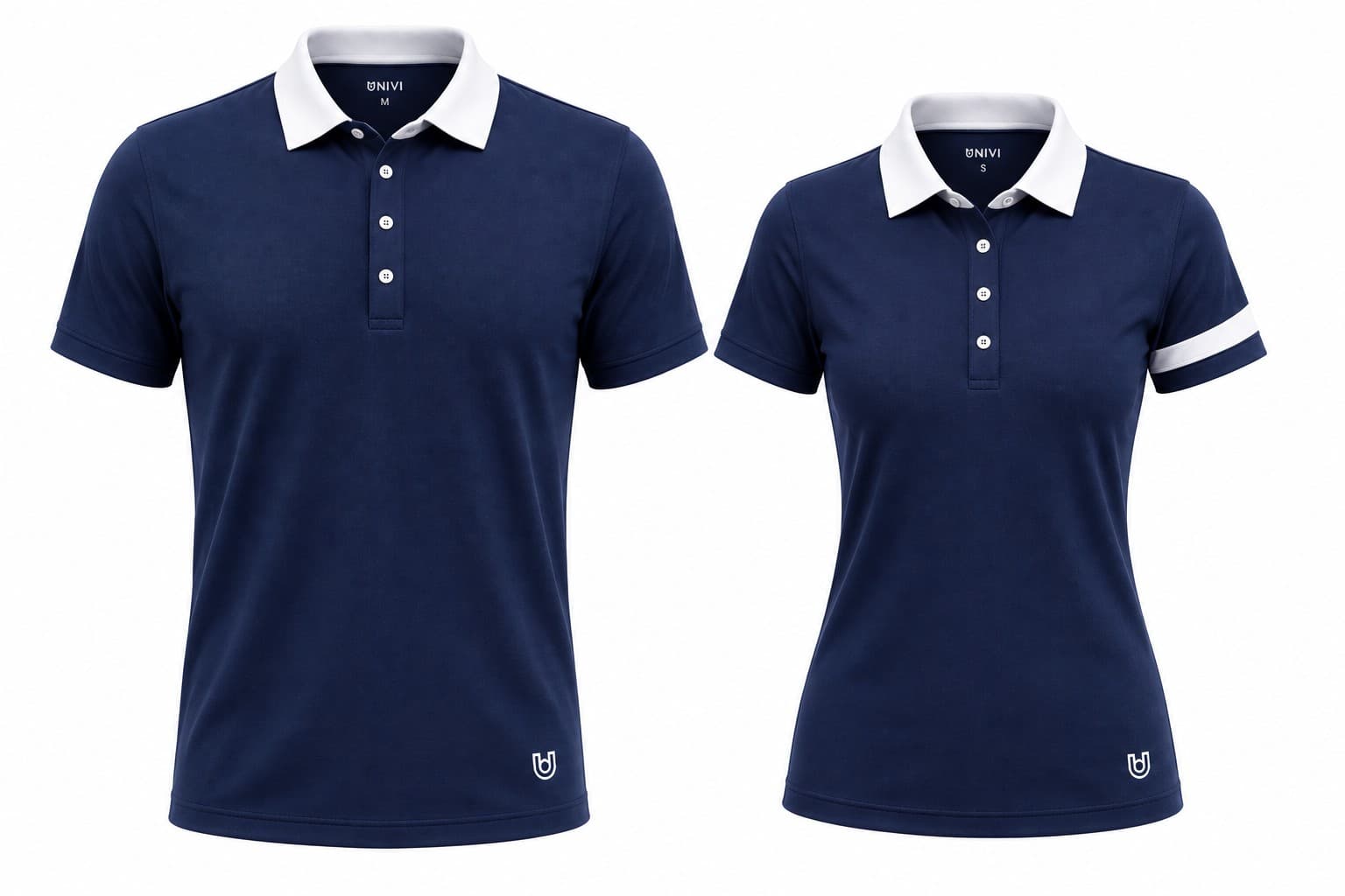 Áo Polo Gym Xanh Navy Phối Sọc Ngực Trắng