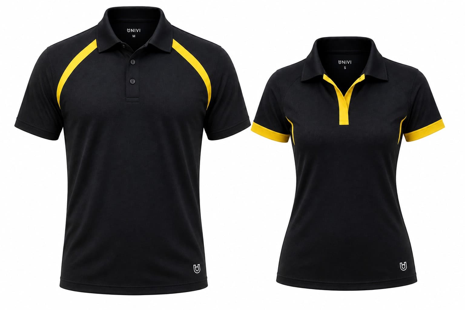 Áo Polo PT Nam Nữ Đen Phối Viền Vàng Nổi Bật