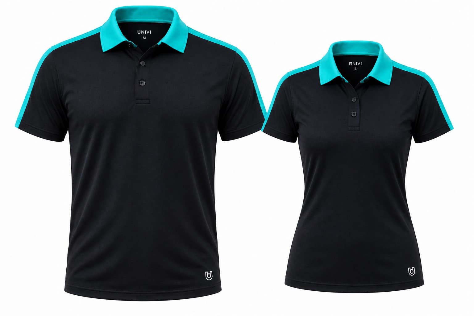 Áo Polo Lễ Tân & PT Phòng Tập Đen Phối Cổ Xanh