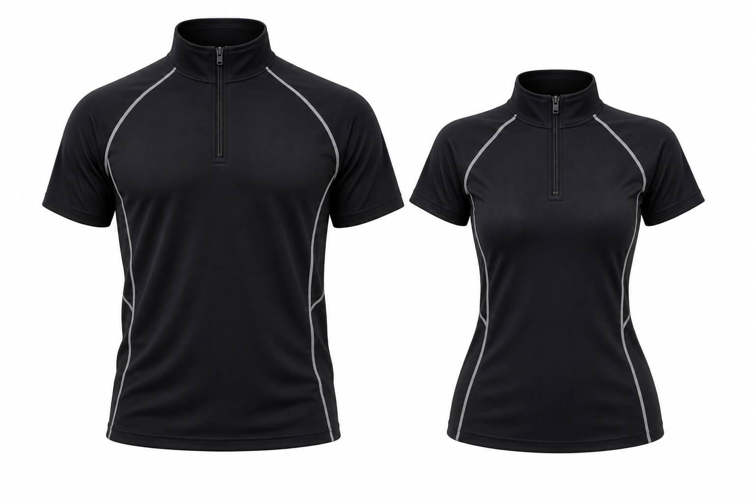 Áo Gym Cổ Trụ Có Khóa - Đen Phối Viền Tím