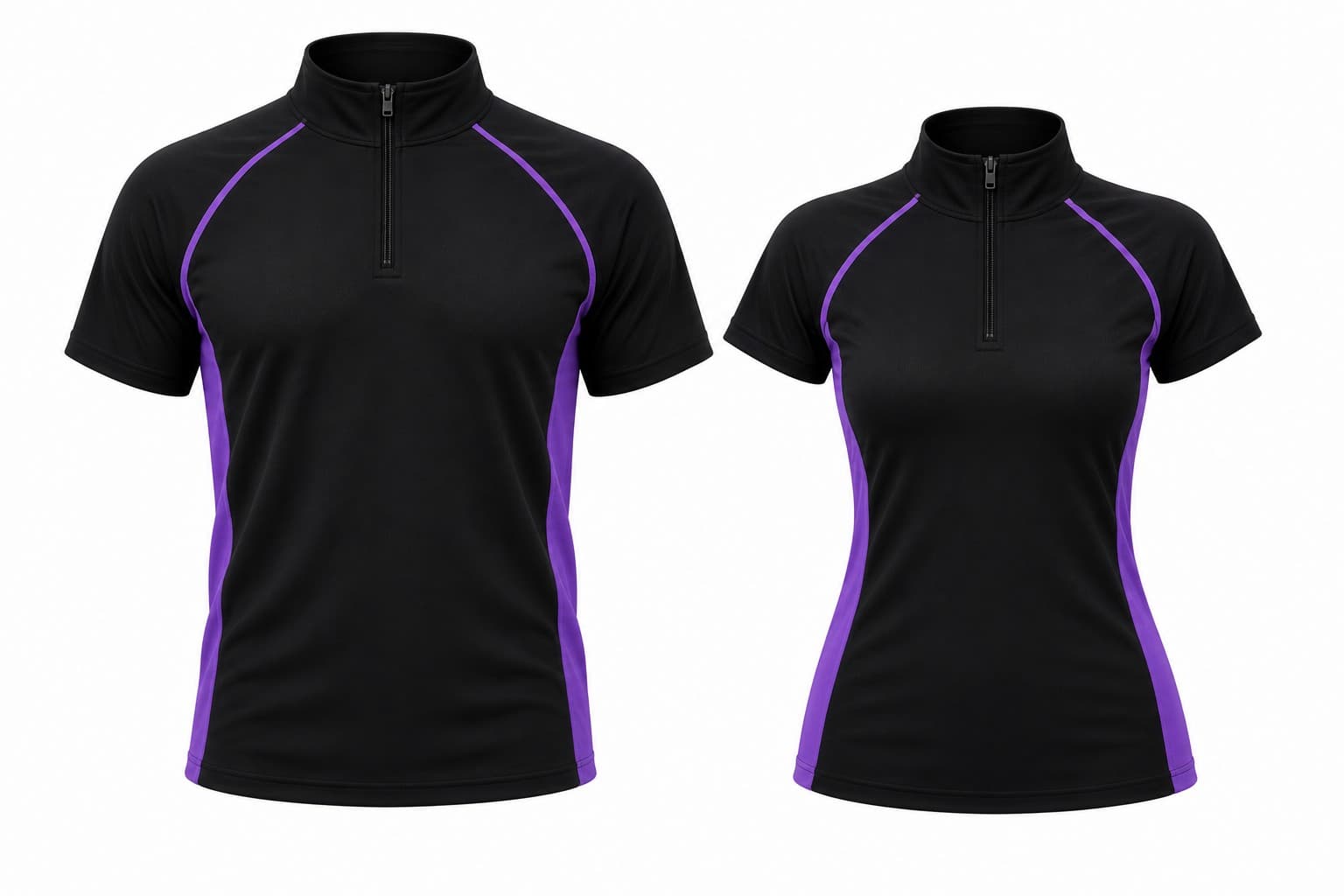 Áo Gym Cổ Trụ Có Khóa - Đen Phối Viền Trắng