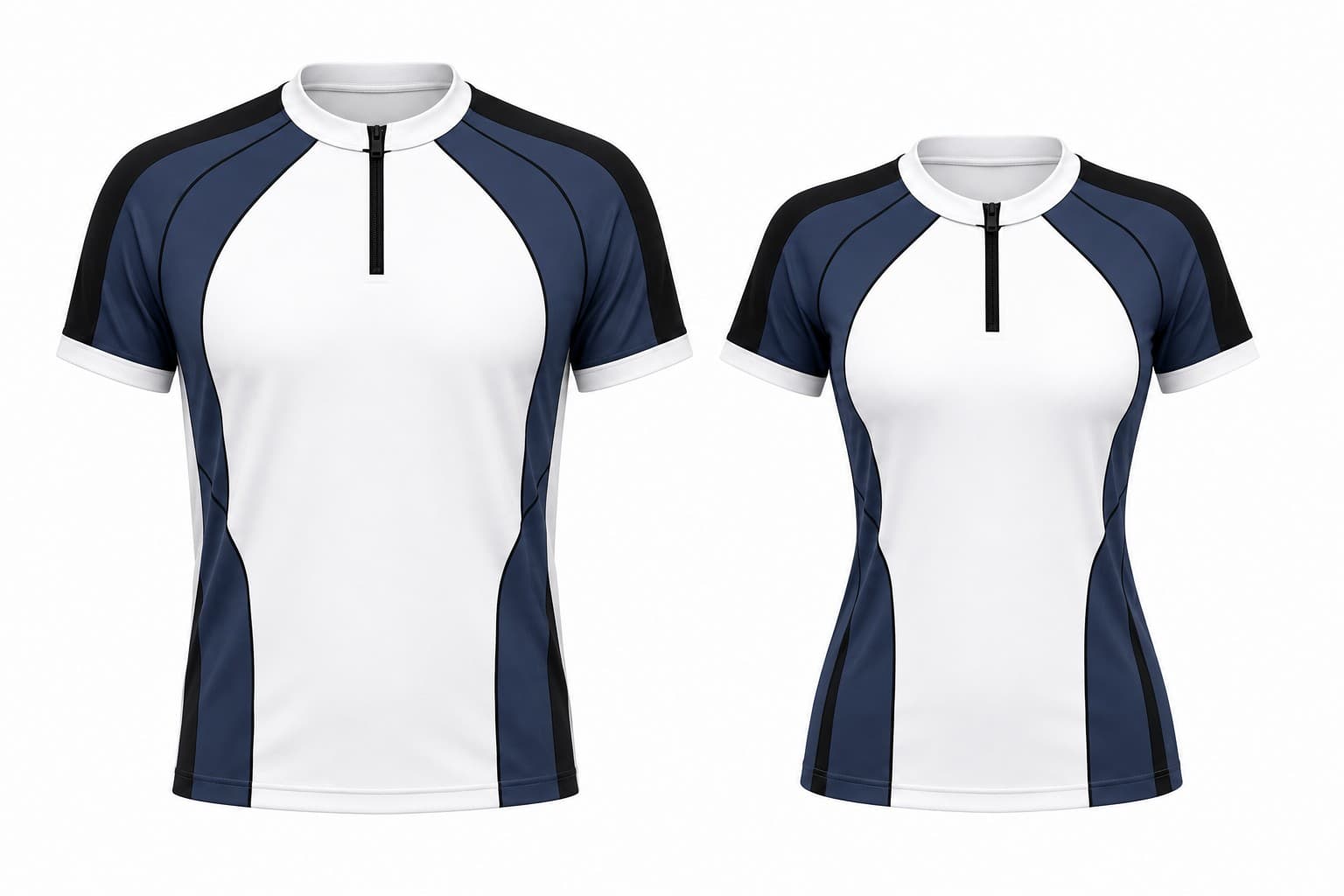Áo Gym Cổ Tròn Có Khóa - Trắng Phối Xanh Navy