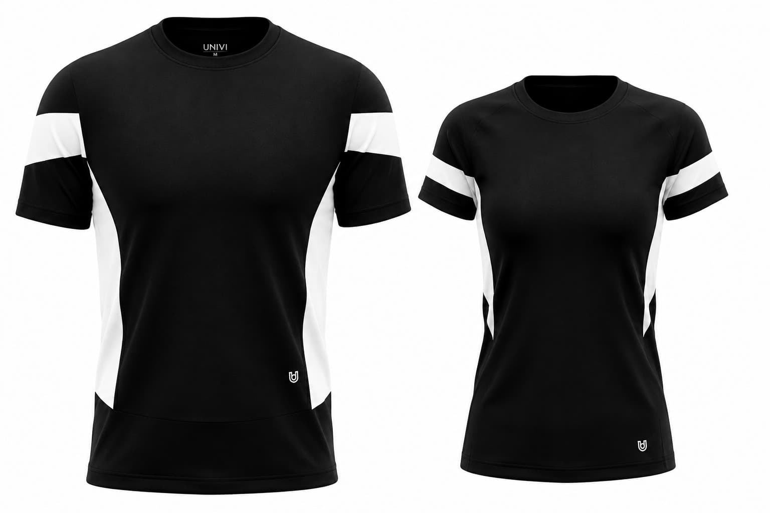 Áo Gym Cổ Tròn Đen Phối Sườn Trắng Athletic Fit