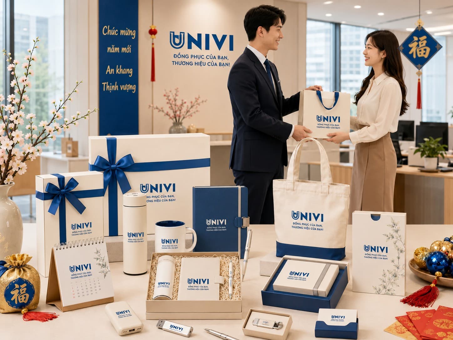 Doanh nghiệp trao quà tặng thương hiệu cho khách mời sự kiện