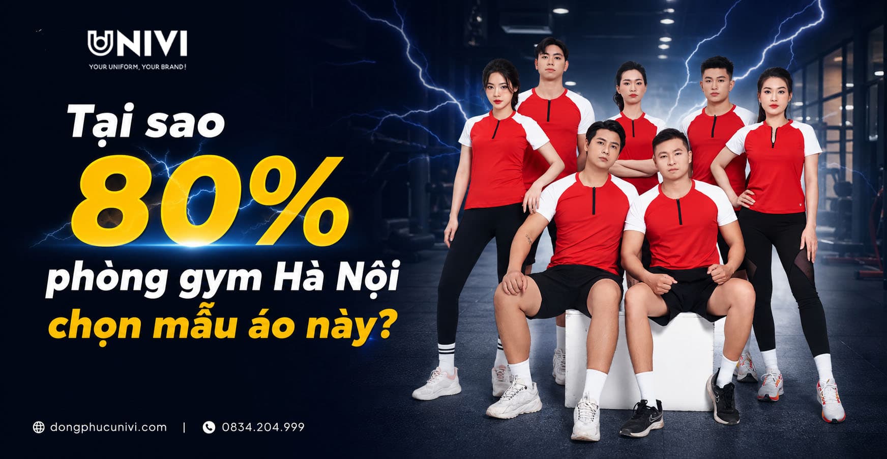 Áo gym HLV Hà Nội: Vì sao 80% phòng tập chọn Univi?